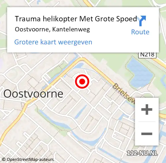 Locatie op kaart van de 112 melding: Trauma helikopter Met Grote Spoed Naar Oostvoorne, Kantelenweg op 27 mei 2023 11:40