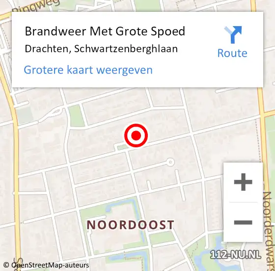 Locatie op kaart van de 112 melding: Brandweer Met Grote Spoed Naar Drachten, Schwartzenberghlaan op 27 mei 2023 11:58