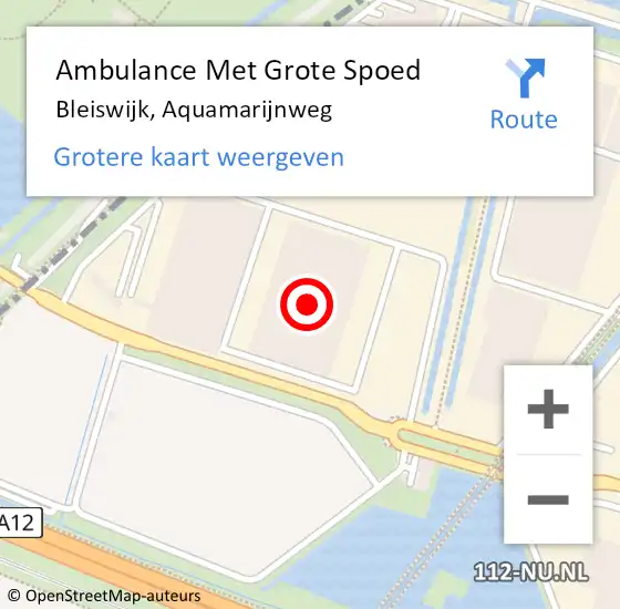 Locatie op kaart van de 112 melding: Ambulance Met Grote Spoed Naar Bleiswijk, Aquamarijnweg op 27 mei 2023 12:00