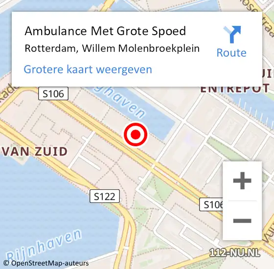 Locatie op kaart van de 112 melding: Ambulance Met Grote Spoed Naar Rotterdam, Willem Molenbroekplein op 27 mei 2023 12:00