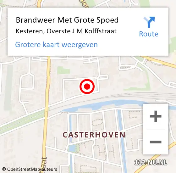 Locatie op kaart van de 112 melding: Brandweer Met Grote Spoed Naar Kesteren, Overste J M Kolffstraat op 27 mei 2023 12:04