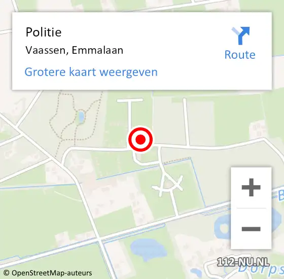 Locatie op kaart van de 112 melding: Politie Vaassen, Emmalaan op 27 mei 2023 12:13