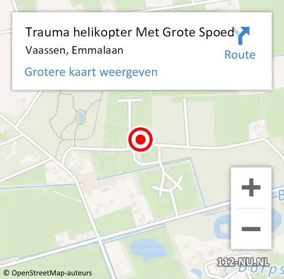 Locatie op kaart van de 112 melding: Trauma helikopter Met Grote Spoed Naar Vaassen, Emmalaan op 27 mei 2023 12:15