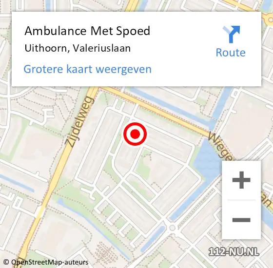 Locatie op kaart van de 112 melding: Ambulance Met Spoed Naar Uithoorn, Valeriuslaan op 27 mei 2023 12:16