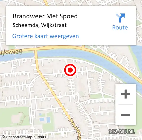 Locatie op kaart van de 112 melding: Brandweer Met Spoed Naar Scheemda, Wijkstraat op 27 mei 2023 12:20