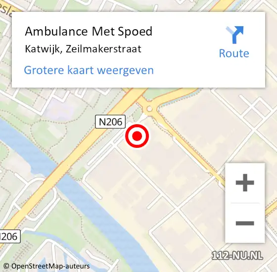 Locatie op kaart van de 112 melding: Ambulance Met Spoed Naar Katwijk, Zeilmakerstraat op 27 mei 2023 12:20