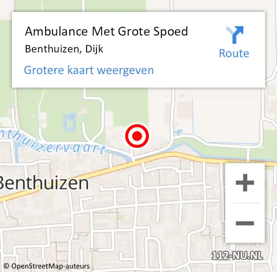 Locatie op kaart van de 112 melding: Ambulance Met Grote Spoed Naar Benthuizen, Dijk op 27 mei 2023 12:24