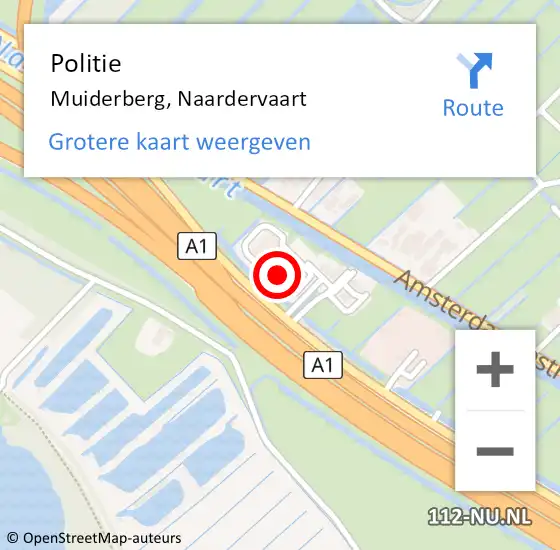 Locatie op kaart van de 112 melding: Politie Muiderberg, Naardervaart op 27 mei 2023 12:25