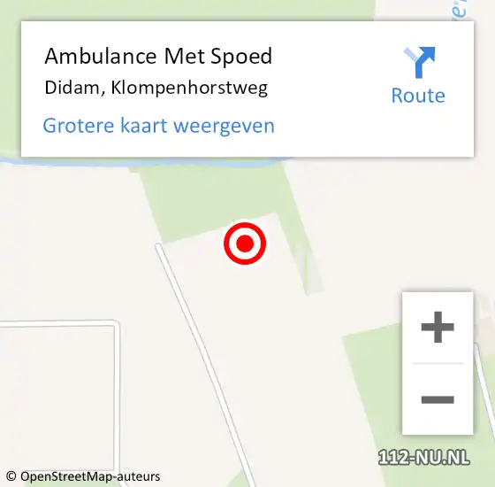 Locatie op kaart van de 112 melding: Ambulance Met Spoed Naar Didam, Klompenhorstweg op 26 augustus 2014 21:30