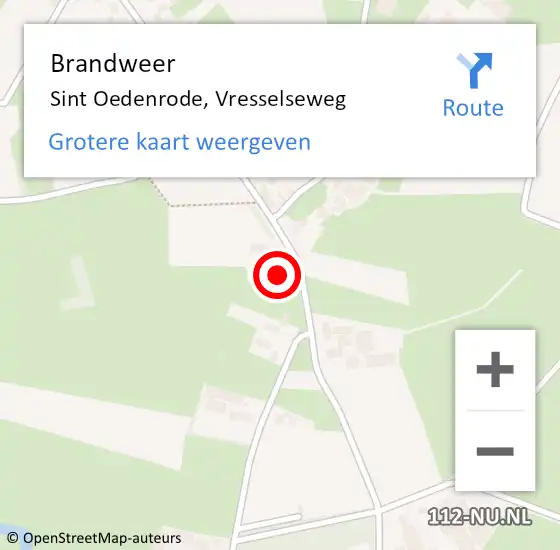 Locatie op kaart van de 112 melding: Brandweer Sint Oedenrode, Vresselseweg op 27 mei 2023 12:36
