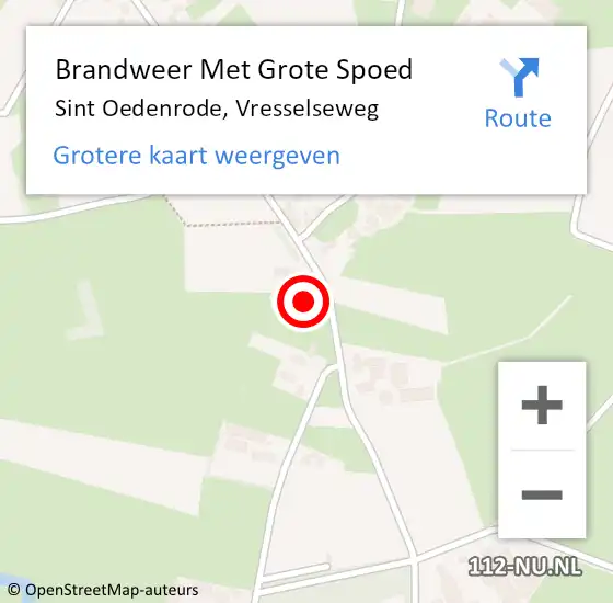 Locatie op kaart van de 112 melding: Brandweer Met Grote Spoed Naar Sint Oedenrode, Vresselseweg op 27 mei 2023 12:36