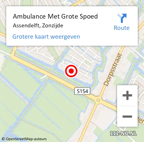 Locatie op kaart van de 112 melding: Ambulance Met Grote Spoed Naar Assendelft, Zonzijde op 27 mei 2023 12:46