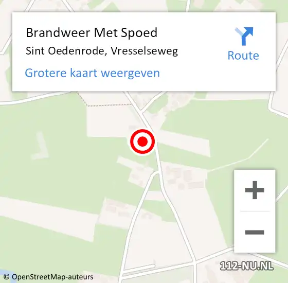 Locatie op kaart van de 112 melding: Brandweer Met Spoed Naar Sint Oedenrode, Vresselseweg op 27 mei 2023 12:50