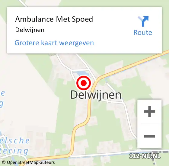 Locatie op kaart van de 112 melding: Ambulance Met Spoed Naar Delwijnen op 27 mei 2023 12:50