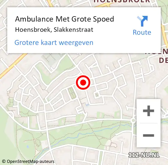 Locatie op kaart van de 112 melding: Ambulance Met Grote Spoed Naar Hoensbroek, Slakkenstraat op 26 augustus 2014 21:38