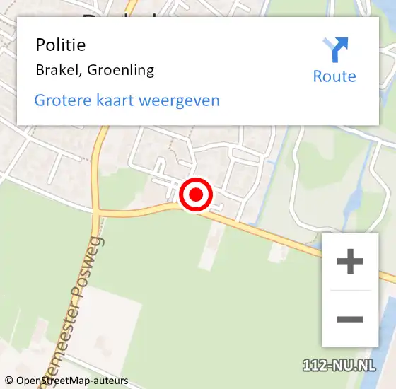 Locatie op kaart van de 112 melding: Politie Brakel, Groenling op 27 mei 2023 13:10