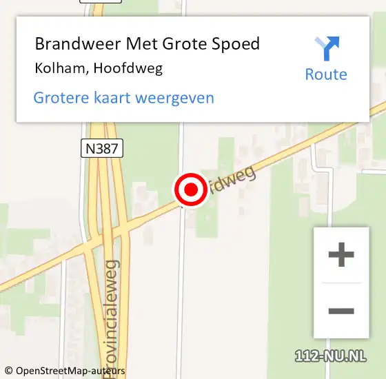 Locatie op kaart van de 112 melding: Brandweer Met Grote Spoed Naar Kolham, Hoofdweg op 27 mei 2023 13:15