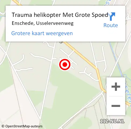 Locatie op kaart van de 112 melding: Trauma helikopter Met Grote Spoed Naar Enschede, Usselerveenweg op 27 mei 2023 13:45