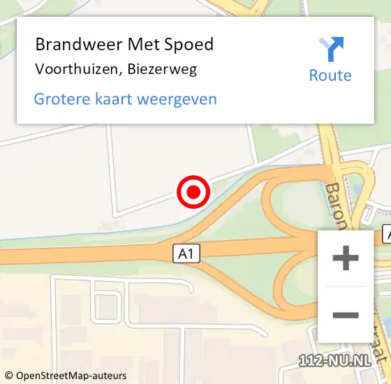 Locatie op kaart van de 112 melding: Brandweer Met Spoed Naar Voorthuizen, Biezerweg op 27 mei 2023 13:48