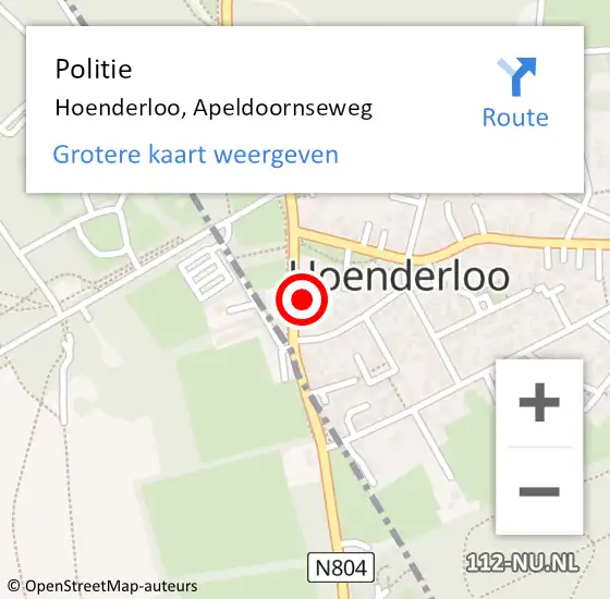 Locatie op kaart van de 112 melding: Politie Hoenderloo, Apeldoornseweg op 27 mei 2023 13:51