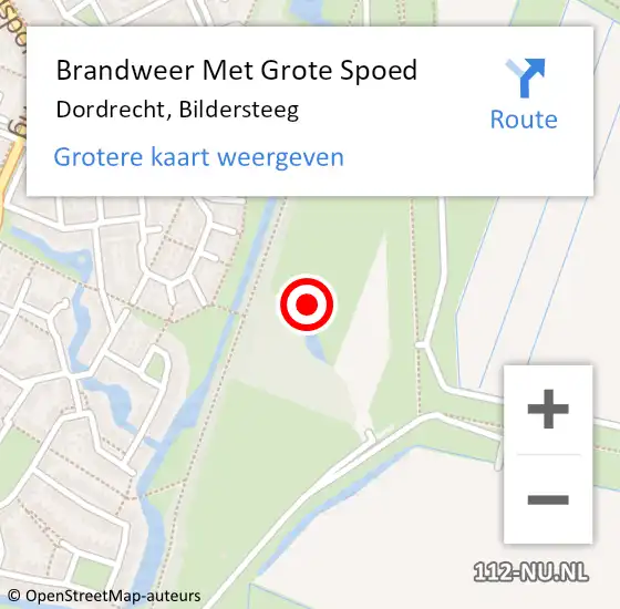 Locatie op kaart van de 112 melding: Brandweer Met Grote Spoed Naar Dordrecht, Bildersteeg op 27 mei 2023 13:52