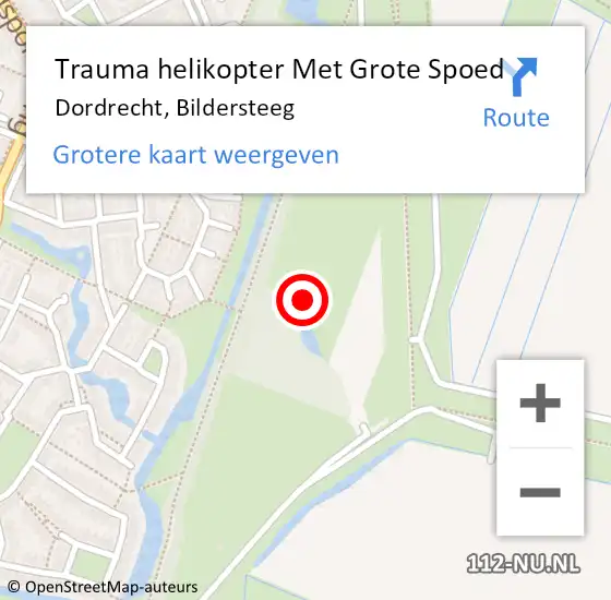 Locatie op kaart van de 112 melding: Trauma helikopter Met Grote Spoed Naar Dordrecht, Bildersteeg op 27 mei 2023 13:54