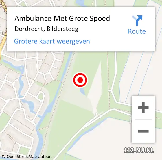 Locatie op kaart van de 112 melding: Ambulance Met Grote Spoed Naar Dordrecht, Bildersteeg op 27 mei 2023 13:59