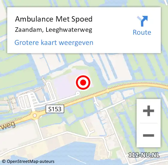Locatie op kaart van de 112 melding: Ambulance Met Spoed Naar Zaandam, Leeghwaterweg op 27 mei 2023 14:17