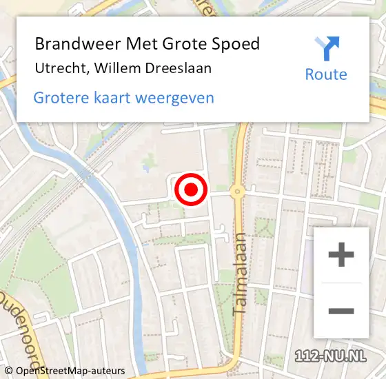 Locatie op kaart van de 112 melding: Brandweer Met Grote Spoed Naar Utrecht, Willem Dreeslaan op 27 mei 2023 14:28