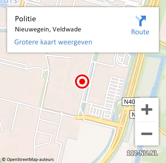 Locatie op kaart van de 112 melding: Politie Nieuwegein, Veldwade op 27 mei 2023 14:41