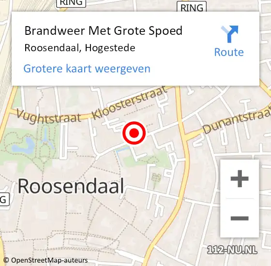 Locatie op kaart van de 112 melding: Brandweer Met Grote Spoed Naar Roosendaal, Hogestede op 27 mei 2023 14:52