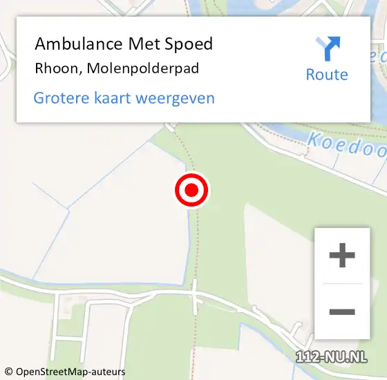 Locatie op kaart van de 112 melding: Ambulance Met Spoed Naar Rhoon, Molenpolderpad op 27 mei 2023 14:52