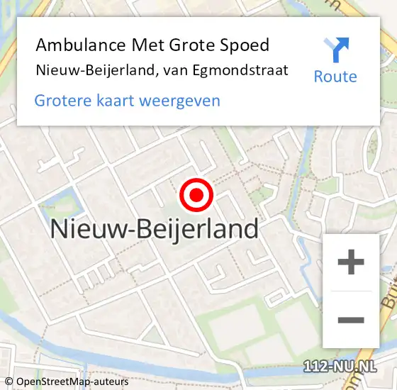 Locatie op kaart van de 112 melding: Ambulance Met Grote Spoed Naar Nieuw-Beijerland, van Egmondstraat op 27 mei 2023 15:00