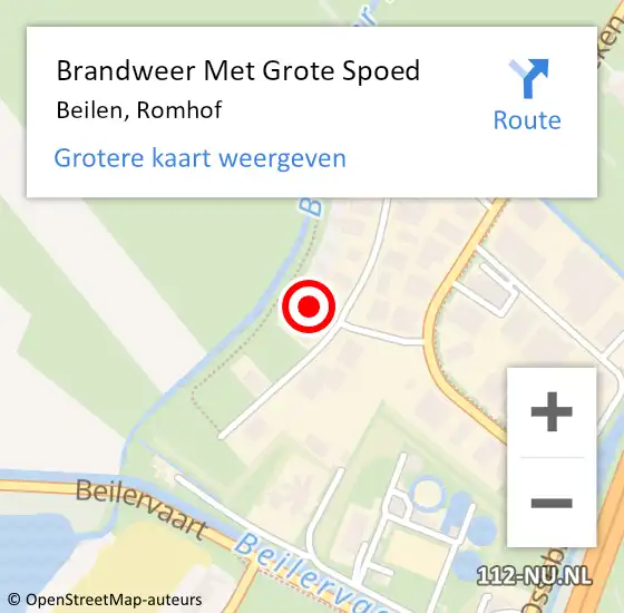 Locatie op kaart van de 112 melding: Brandweer Met Grote Spoed Naar Beilen, Romhof op 27 mei 2023 15:06