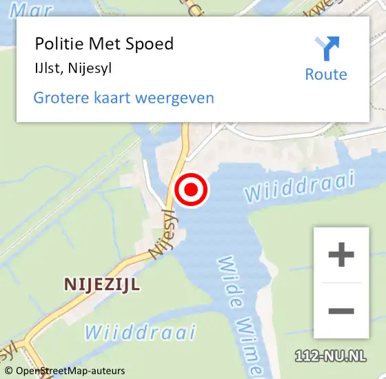 Locatie op kaart van de 112 melding: Politie Met Spoed Naar IJlst, Nijesyl op 27 mei 2023 15:07