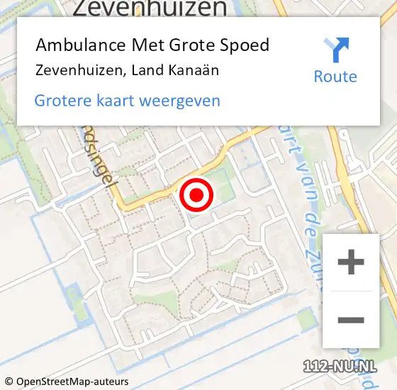 Locatie op kaart van de 112 melding: Ambulance Met Grote Spoed Naar Zevenhuizen, Land Kanaän op 27 mei 2023 15:08