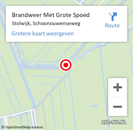 Locatie op kaart van de 112 melding: Brandweer Met Grote Spoed Naar Stolwijk, Schoonouwenseweg op 27 mei 2023 15:17
