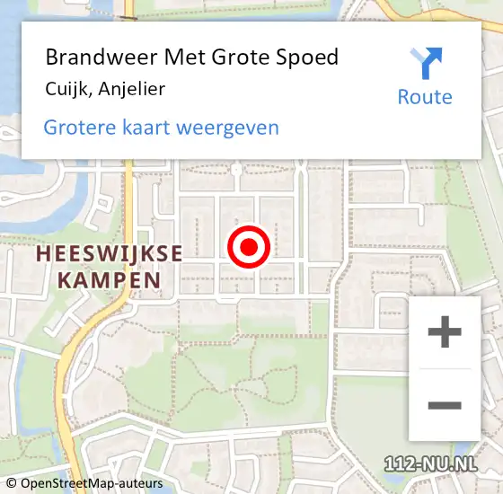 Locatie op kaart van de 112 melding: Brandweer Met Grote Spoed Naar Cuijk, Anjelier op 27 mei 2023 15:27