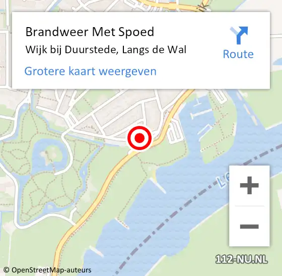 Locatie op kaart van de 112 melding: Brandweer Met Spoed Naar Wijk bij Duurstede, Langs de Wal op 27 mei 2023 15:44