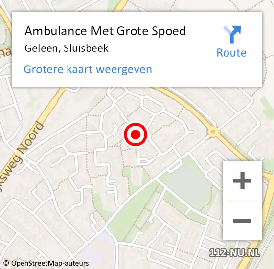 Locatie op kaart van de 112 melding: Ambulance Met Grote Spoed Naar Geleen, Sluisbeek op 26 augustus 2014 22:12