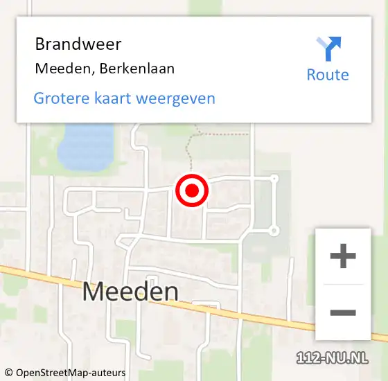 Locatie op kaart van de 112 melding: Brandweer Meeden, Berkenlaan op 27 mei 2023 16:07