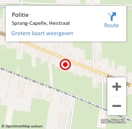 Locatie op kaart van de 112 melding: Politie Sprang-Capelle, Heistraat op 27 mei 2023 16:11
