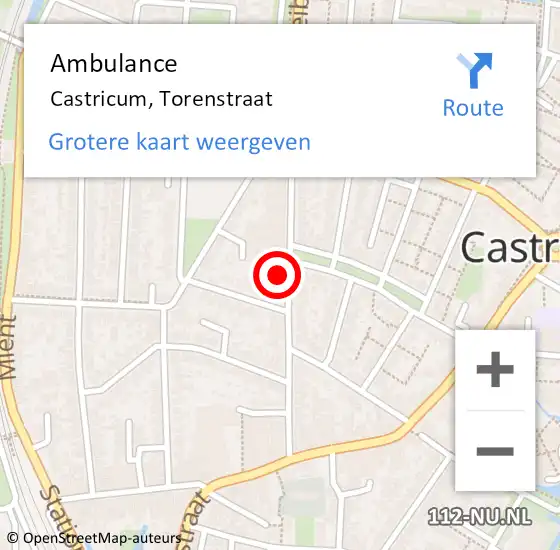 Locatie op kaart van de 112 melding: Ambulance Castricum, Torenstraat op 27 mei 2023 16:34