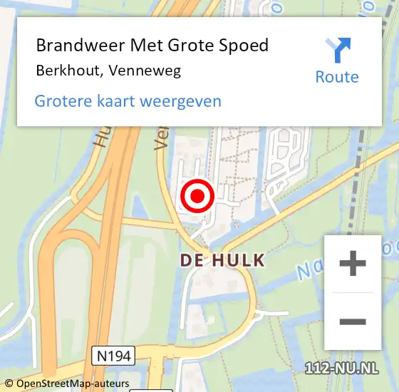 Locatie op kaart van de 112 melding: Brandweer Met Grote Spoed Naar Berkhout, Venneweg op 27 mei 2023 16:36