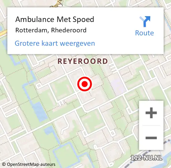 Locatie op kaart van de 112 melding: Ambulance Met Spoed Naar Rotterdam, Rhederoord op 27 mei 2023 16:39