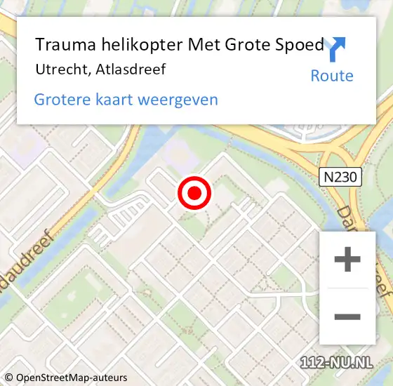 Locatie op kaart van de 112 melding: Trauma helikopter Met Grote Spoed Naar Utrecht, Atlasdreef op 27 mei 2023 16:40