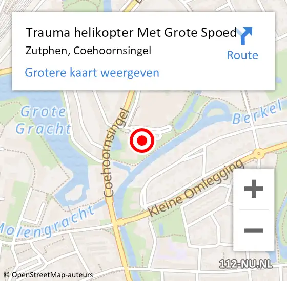 Locatie op kaart van de 112 melding: Trauma helikopter Met Grote Spoed Naar Zutphen, Coehoornsingel op 27 mei 2023 16:49