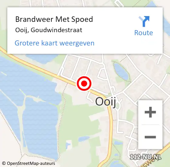 Locatie op kaart van de 112 melding: Brandweer Met Spoed Naar Ooij, Goudwindestraat op 27 mei 2023 16:52