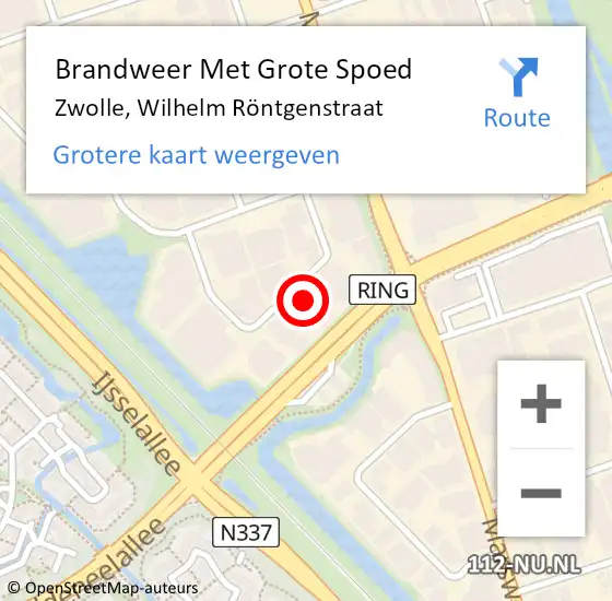 Locatie op kaart van de 112 melding: Brandweer Met Grote Spoed Naar Zwolle, Wilhelm Röntgenstraat op 27 mei 2023 17:16