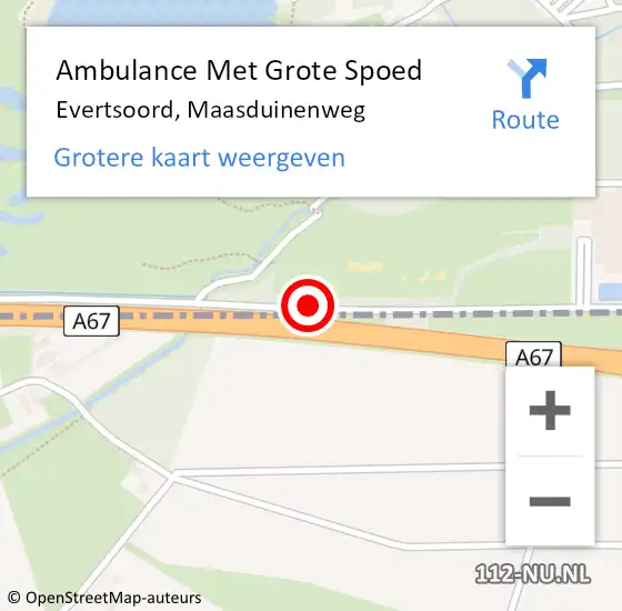 Locatie op kaart van de 112 melding: Ambulance Met Grote Spoed Naar Evertsoord, Maasduinenweg op 26 augustus 2014 22:29